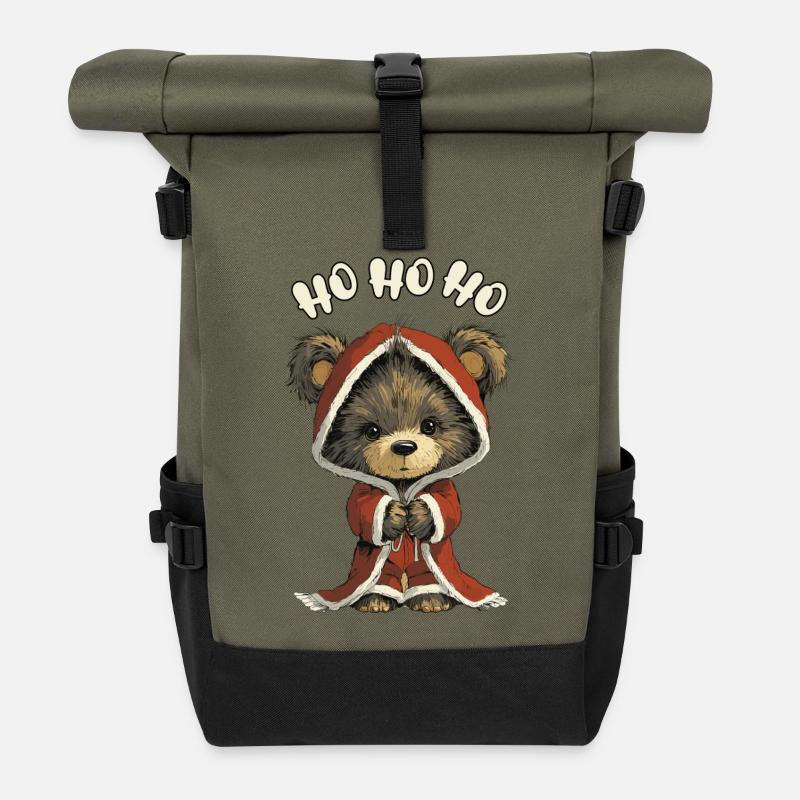 Winterbär Weihnachtslook Weihnachtsmann xmas - Rolltop Rucksack - Olive/Schwarz