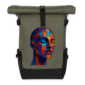 Portrait en mosaïque cubiste vibrant - Sac à dos roll top - olive/noir - Devant