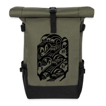 Subway Station Underground Metro Public Transport - Roll Top Backpack - olive/black - Front
