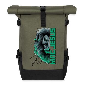 King Jesus - Lion of Judah - Christian - Roll Top Backpack - olive/black - Front