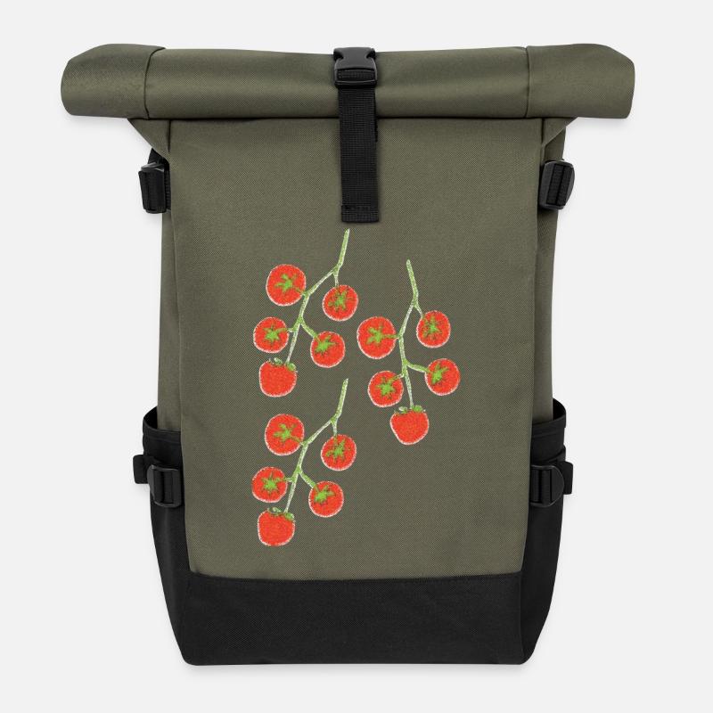 Tomato Bush Impressionism - Roll Top Backpack - olive/black