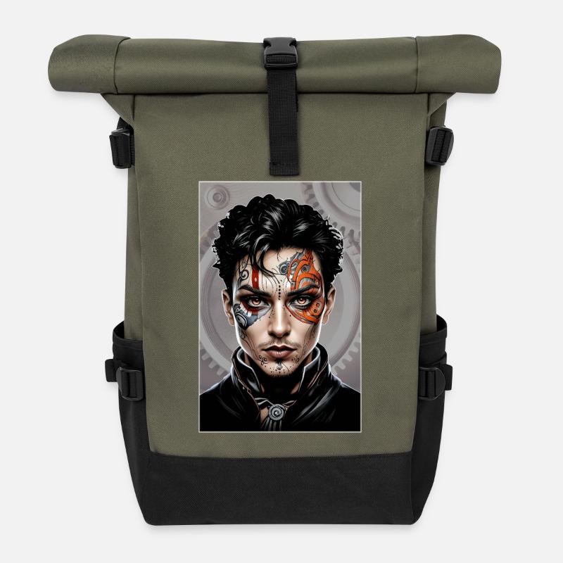 Steampunk Boy 05 - Sac à dos roll top - olive/noir