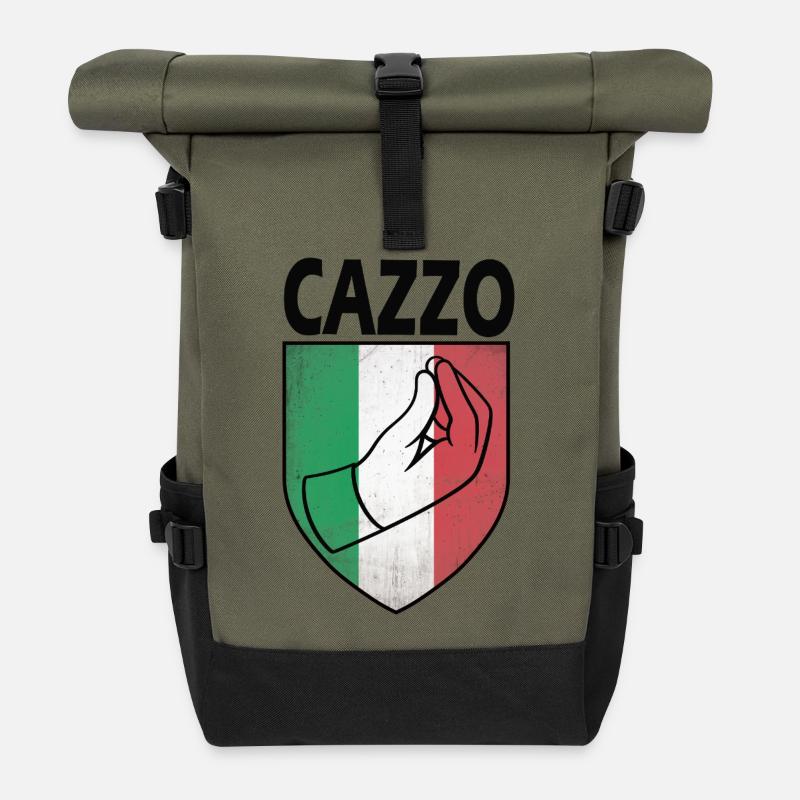 Italian, Cazzo - Roll Top Backpack - olive/black