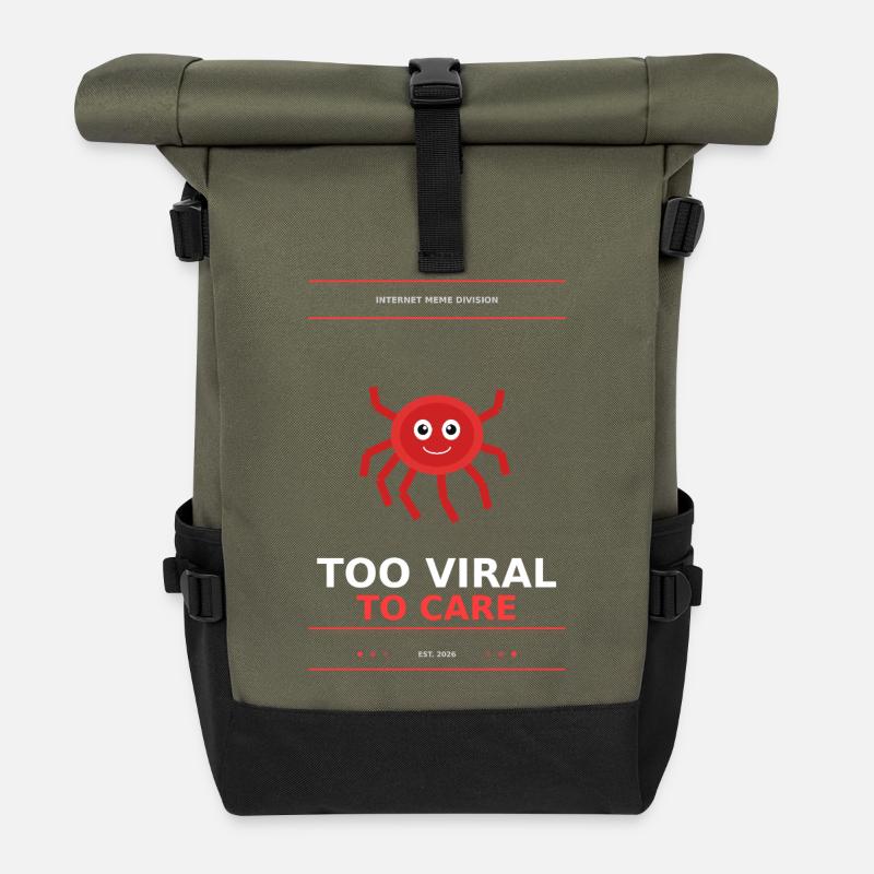 Too Viral To Care Spider - Rolltop Rucksack - Olive/Schwarz