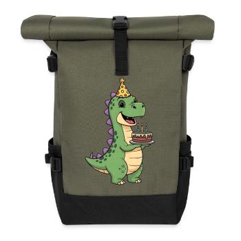 Cute T-Rex Dinosaur Birthday Party t rex - Sac à dos roll top - olive/noir - Devant