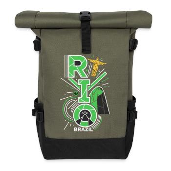 Rio de Janeiro Brazil Skyline - Roll Top Backpack - olive/black - Front