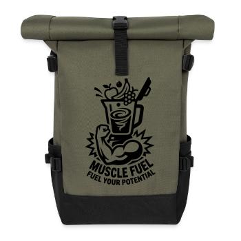 Énergie musculaire pour la forme physique - Sac à dos roll top - olive/noir - Devant