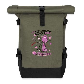 Chat, Parfait Et Fou, Graffiti - Sac à dos roll top - olive/noir - Devant
