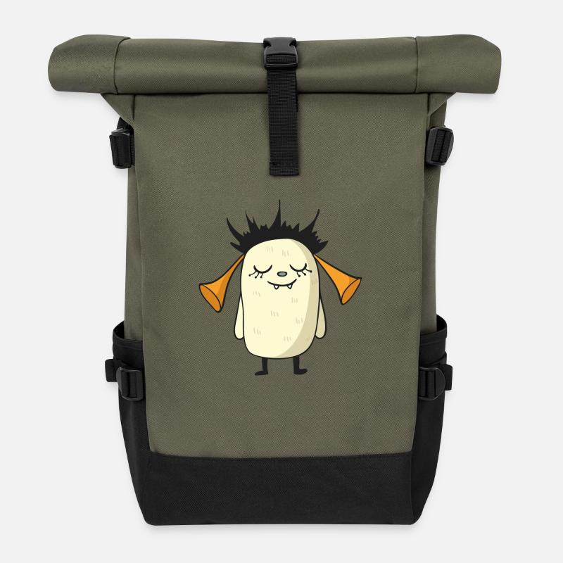 Funny Horror Gift Halloween Trumpet Monster - Roll Top Backpack - olive/black