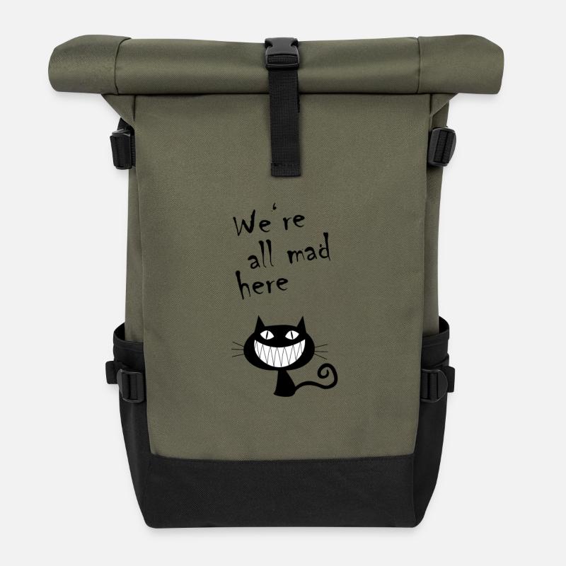 We're all mad here 2 - Rolltop Rucksack - Olive/Schwarz