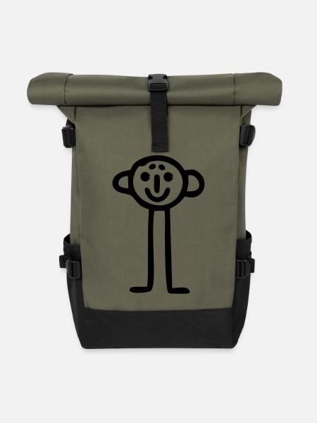 Strichmännchen einfach - Rolltop Rucksack - Olive/Schwarz