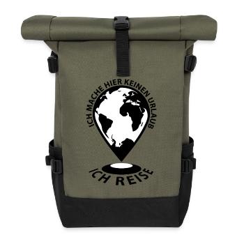 REISEN vs "URLAUB MACHEN" - Rolltop Rucksack - Olive/Schwarz - Vorne