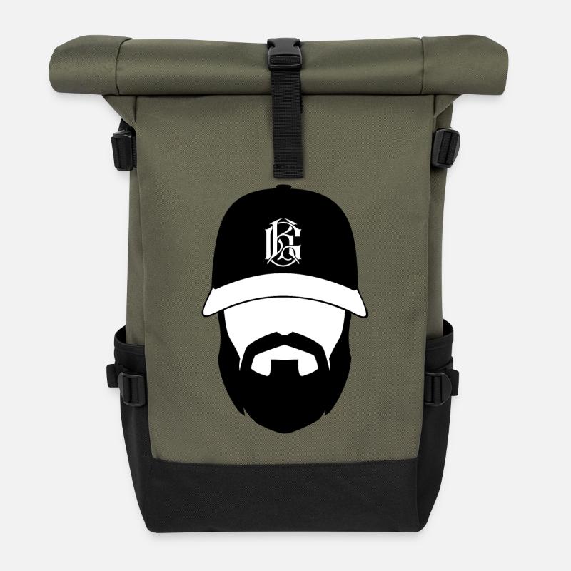 Mann mit Bart mit Logo - Rolltop Rucksack - Olive/Schwarz