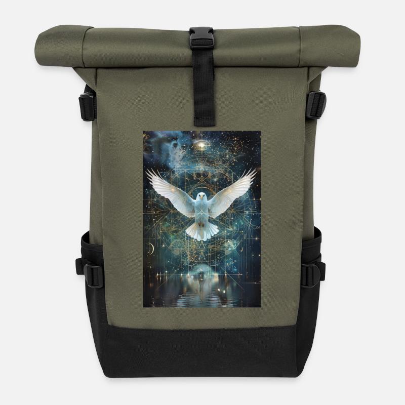 Heilige Geometrie - Rolltop Rucksack - Olive/Schwarz