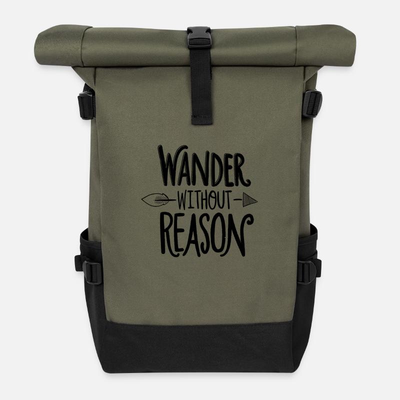 wander without reason - Rolltop Rucksack - Olive/Schwarz