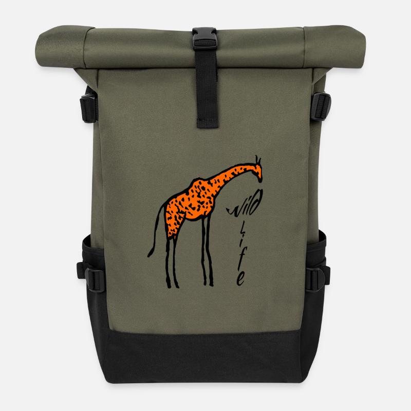 Giraffentiere - Rolltop Rucksack - Olive/Schwarz