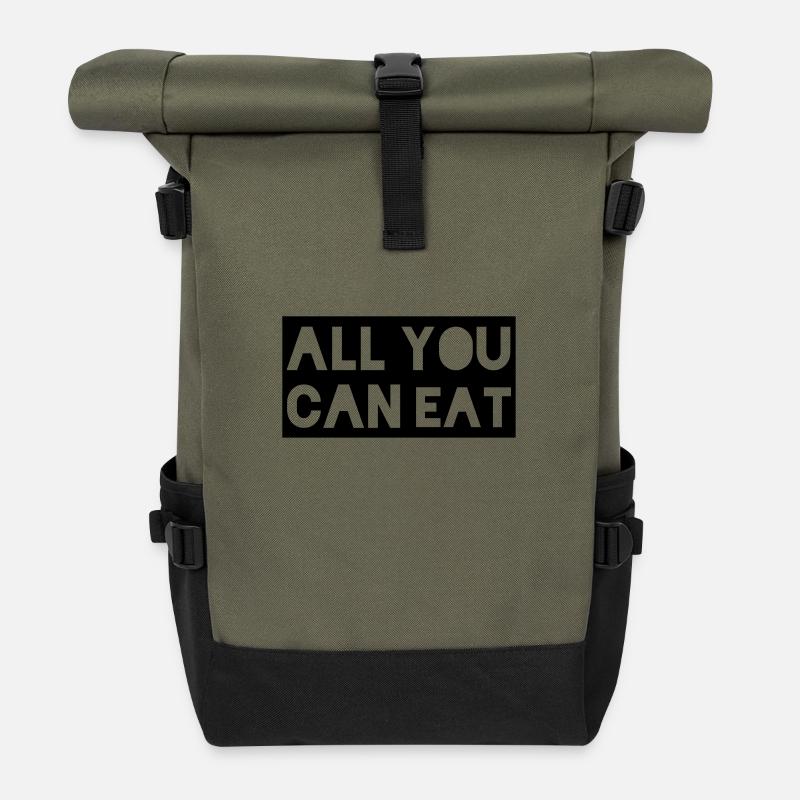 all you can eat - Roll Top Backpack - olive/black