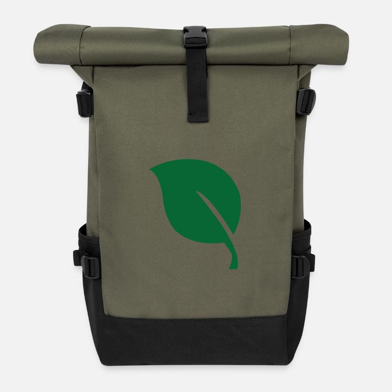 Leaf leaf - Roll Top Backpack - olive/black