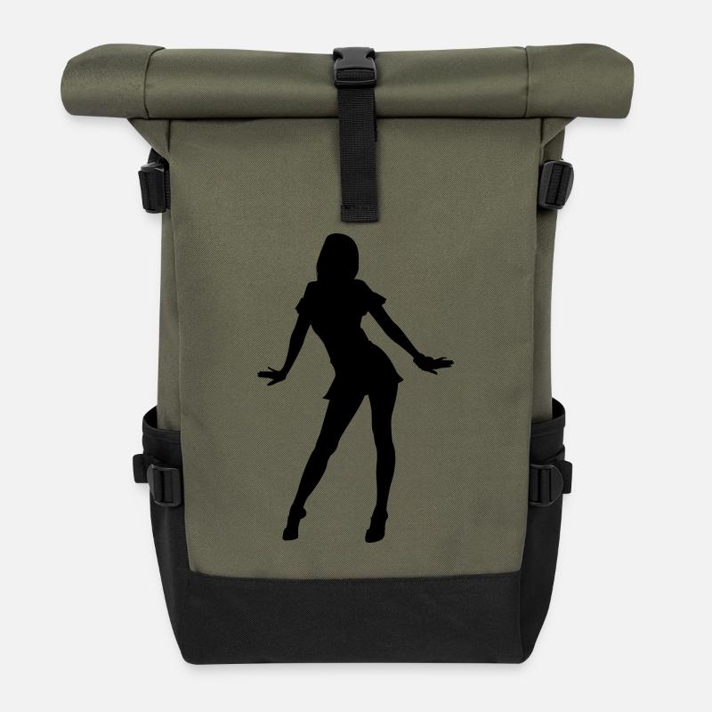 Silhouette Frau - Rolltop Rucksack - Olive/Schwarz