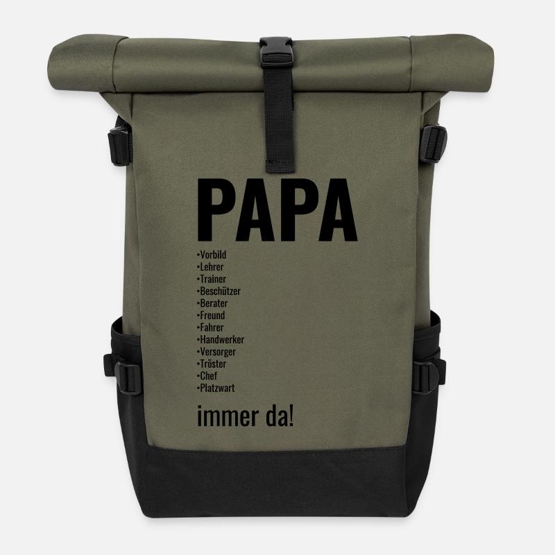 Papa, Vater, Dad, Daddy, Väter, Vatertag besterdad - Rolltop Rucksack - Olive/Schwarz