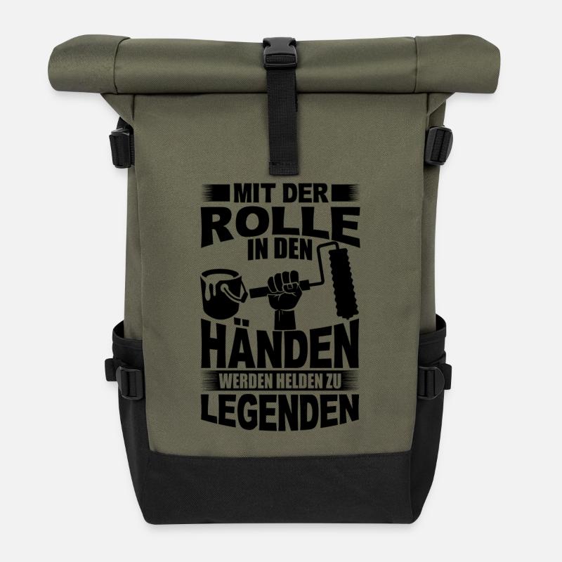 MALER BERUF JOB ARBEIT HANDWERK BAUSTELLE GESCHENK - Rolltop Rucksack - Olive/Schwarz