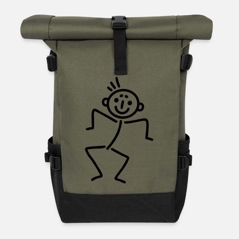 Strichmännchen lässig - Rolltop Rucksack - Olive/Schwarz