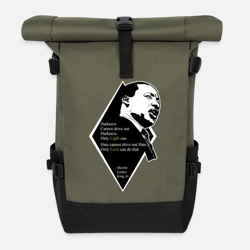 Martin Luther King Jr. Quote - Rolltop Rucksack - Olive/Schwarz
