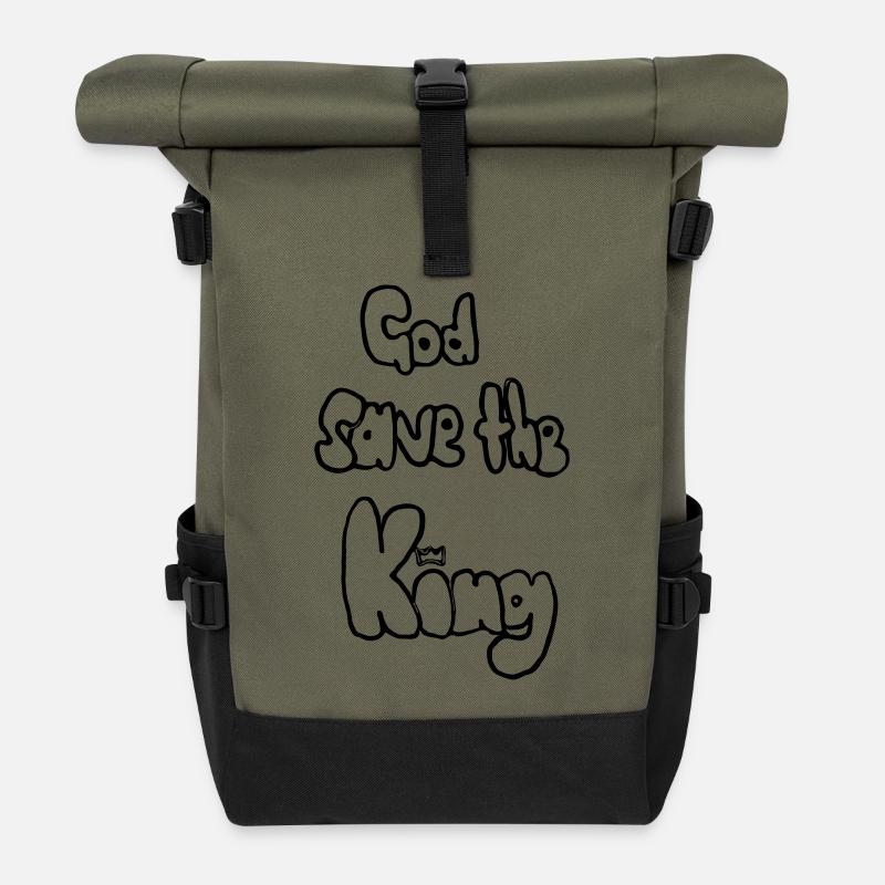 God save the King - Rolltop Rucksack - Olive/Schwarz