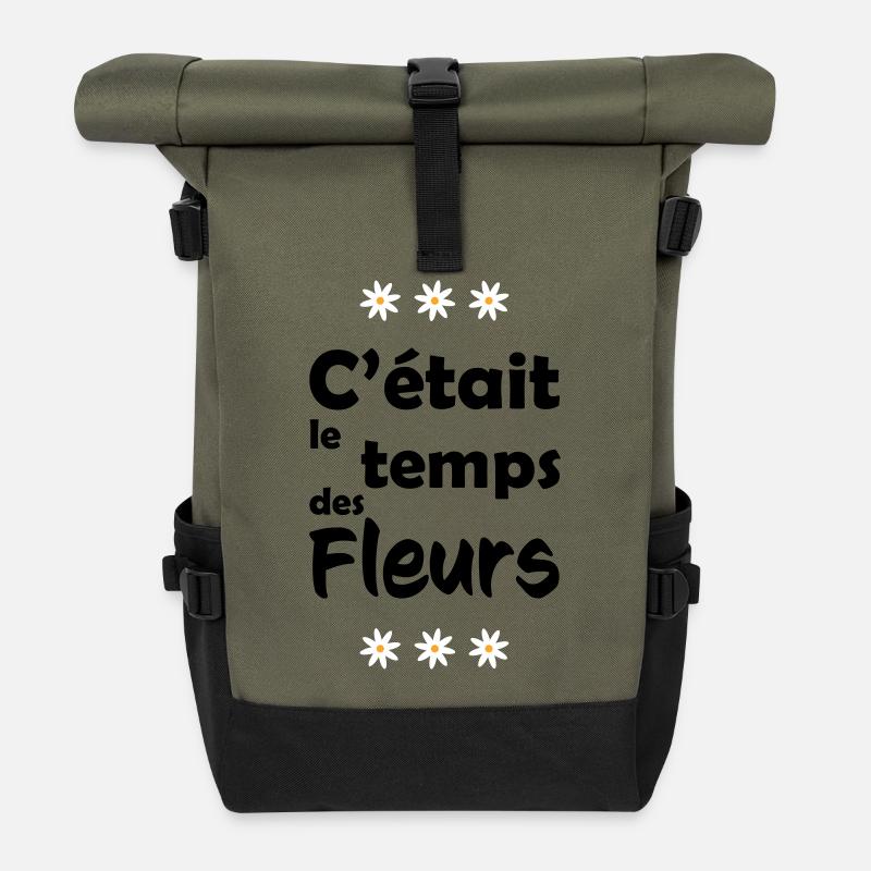 C'était le temps des fleurs - Sac à dos roll top - olive/noir