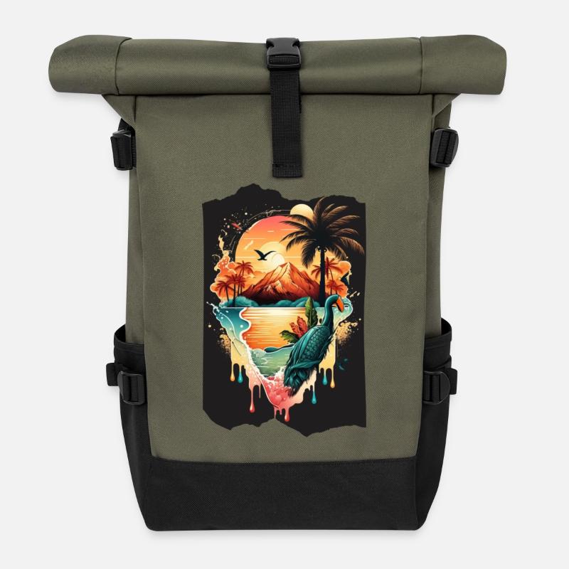 Nature and holidays - Roll Top Backpack - olive/black