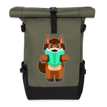 Livre sur les chevaux - Sac à dos roll top - olive/noir - Devant