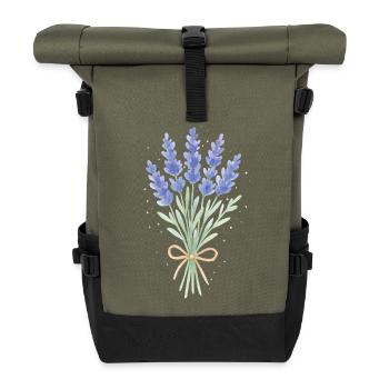 Lavendel Sträußchen - Rolltop Rucksack - Olive/Schwarz - Vorne