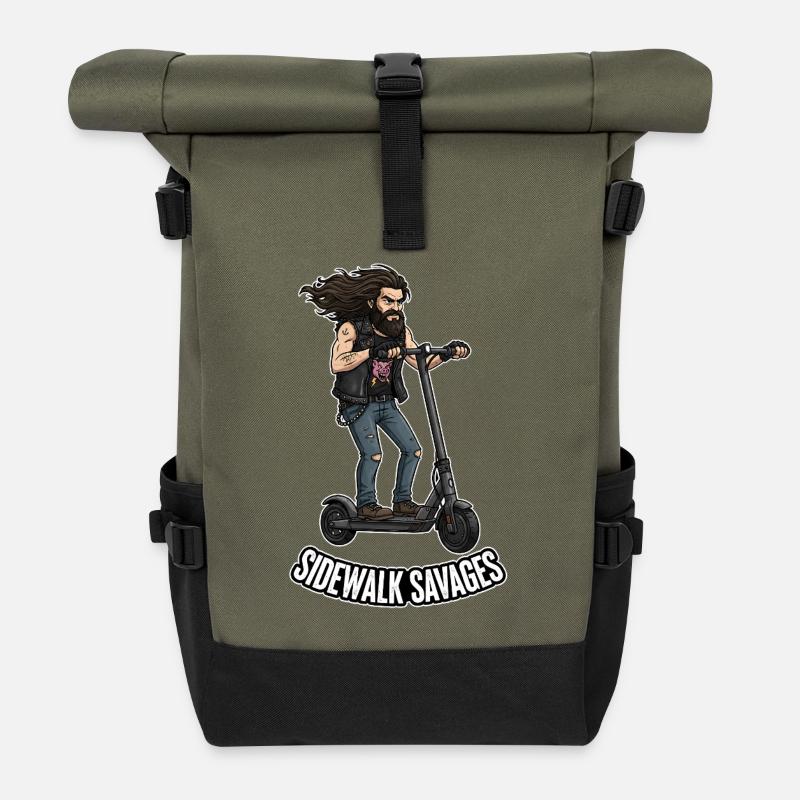 Sidewalk Savages - Rolltop Rucksack - Olive/Schwarz