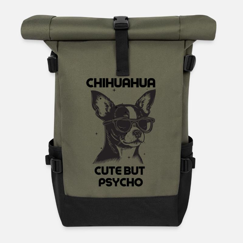 Chihuahua mignon mais psychopathe - Sac à dos roll top - olive/noir