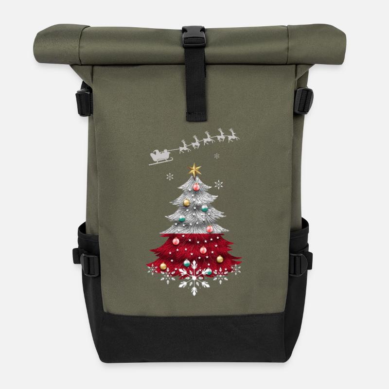 Christmas tree with Poland flag - Roll Top Backpack - olive/black