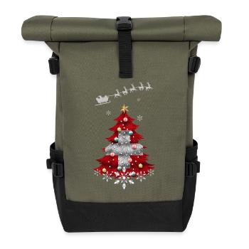 Christmas tree with Swiss flag - Roll Top Backpack - olive/black - Front