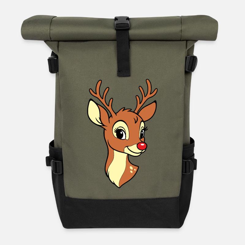 Maman Renne Nom de Noël Joyeux Noël - Sac à dos roll top - olive/noir