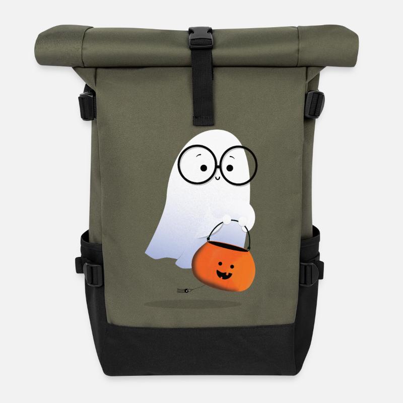 Fantôme avec panier à citrouille - Sac à dos roll top - olive/noir