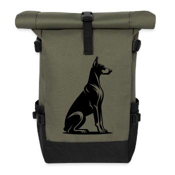 Silhouette du chien de garde doberman loyal - Sac à dos roll top - olive/noir - Devant