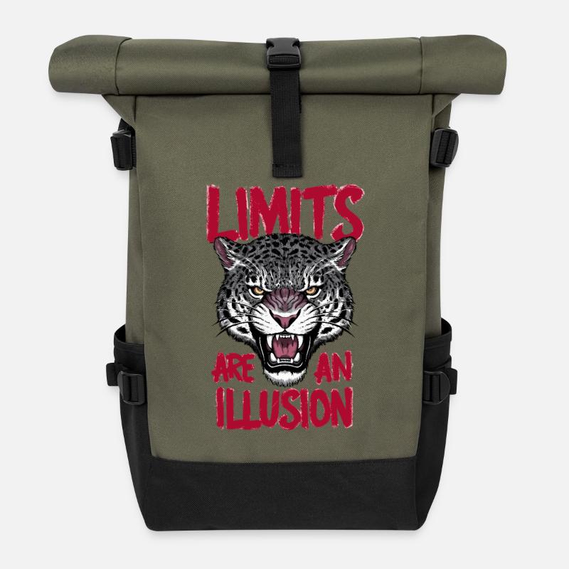 Grenzen sind eine Illusion - Rolltop Rucksack - Olive/Schwarz
