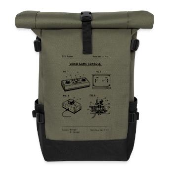 retro gaming console blueprint patent - Roll Top Backpack - olive/black - Front