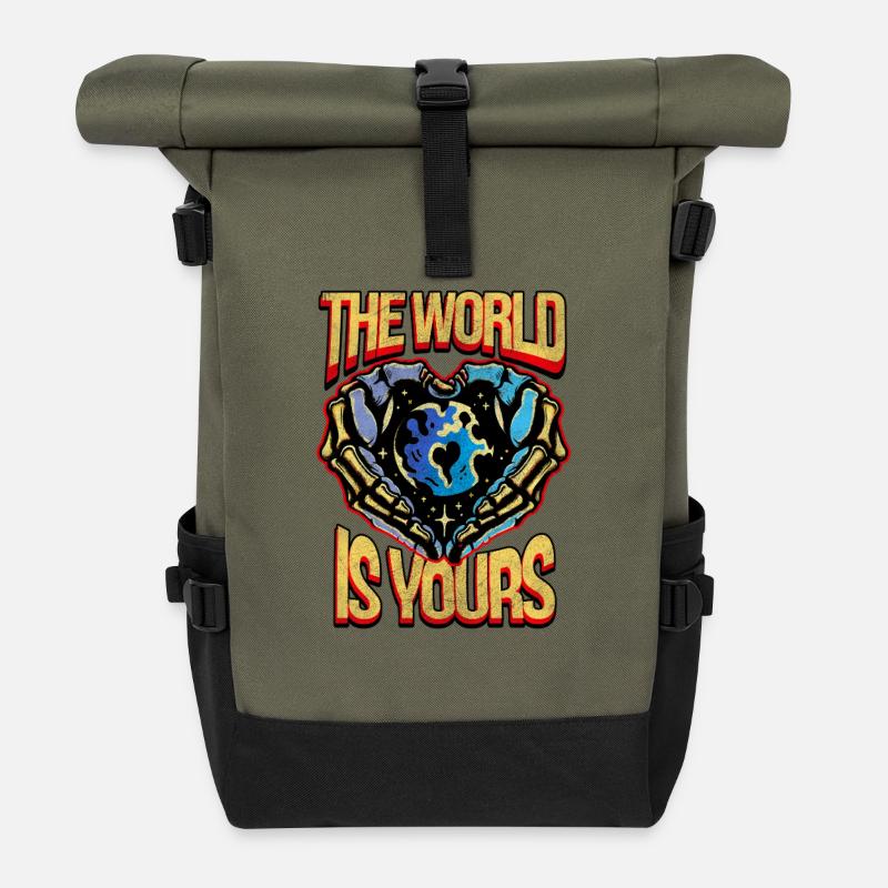 The World Is Yours - Roll Top Backpack - olive/black