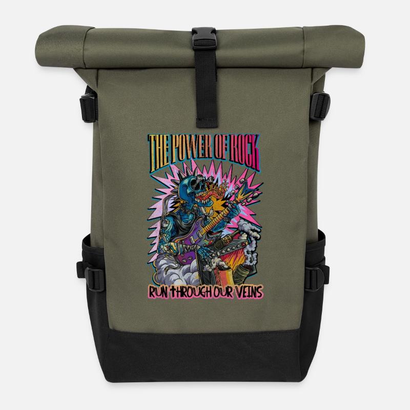 The Power of Rock - Roll Top Backpack - olive/black