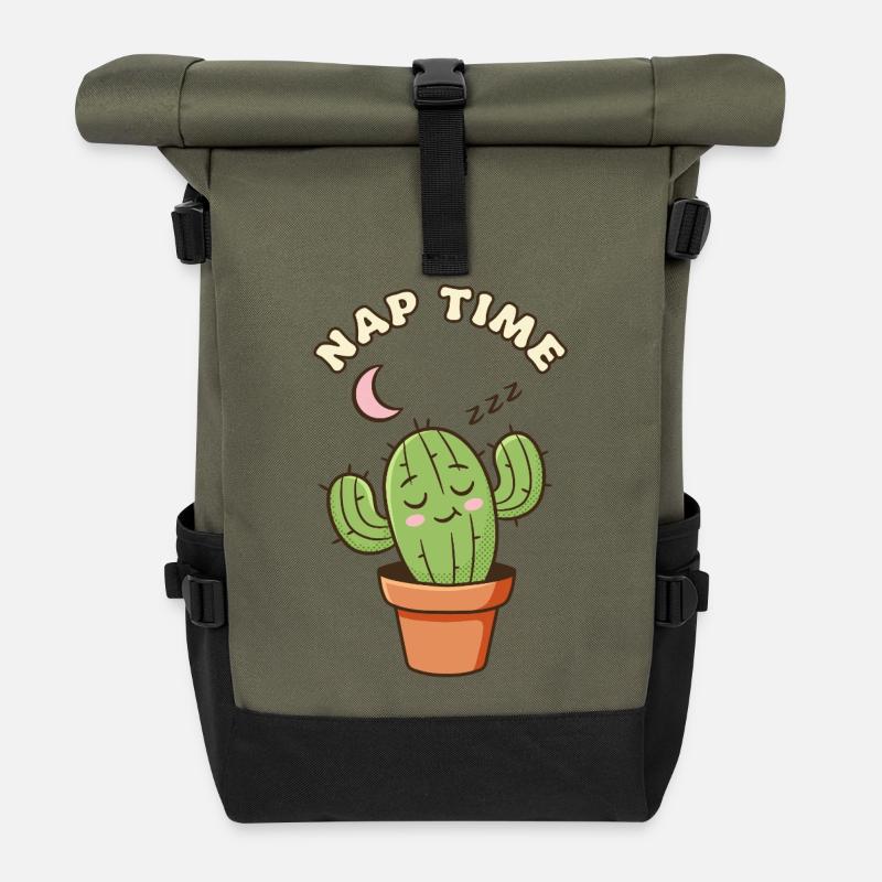 Sleepy Cactus - Roll Top Backpack - olive/black