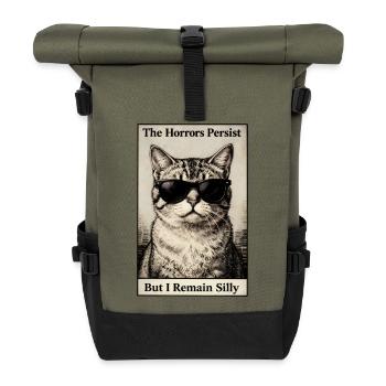Lustige Katze mit Sonnenbrille: Die Schrecken halten an - Rolltop Rucksack - Olive/Schwarz - Vorne