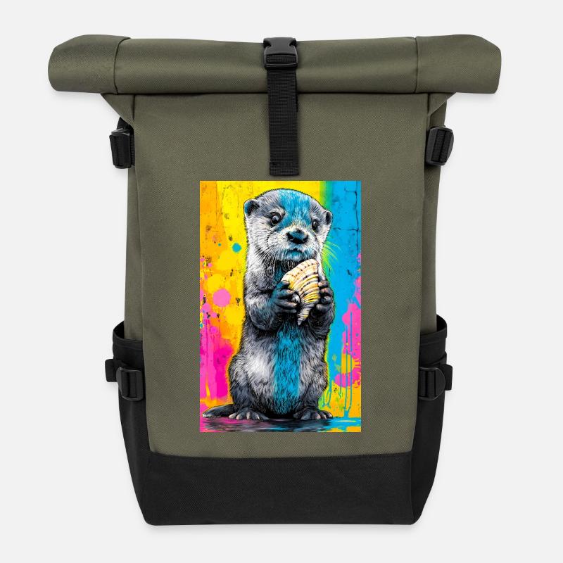 otter - Roll Top Backpack - olive/black