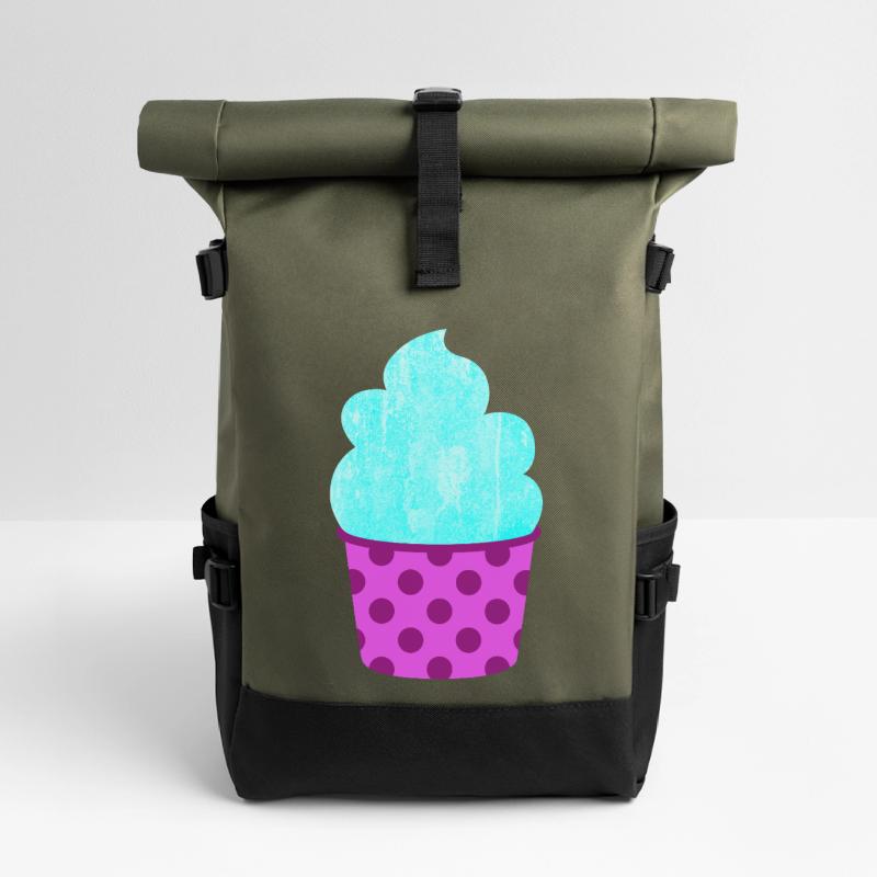 Eis Eiscreme Eiskrem Dots Punkte Softeis Sommer Rolltop Rucksack
