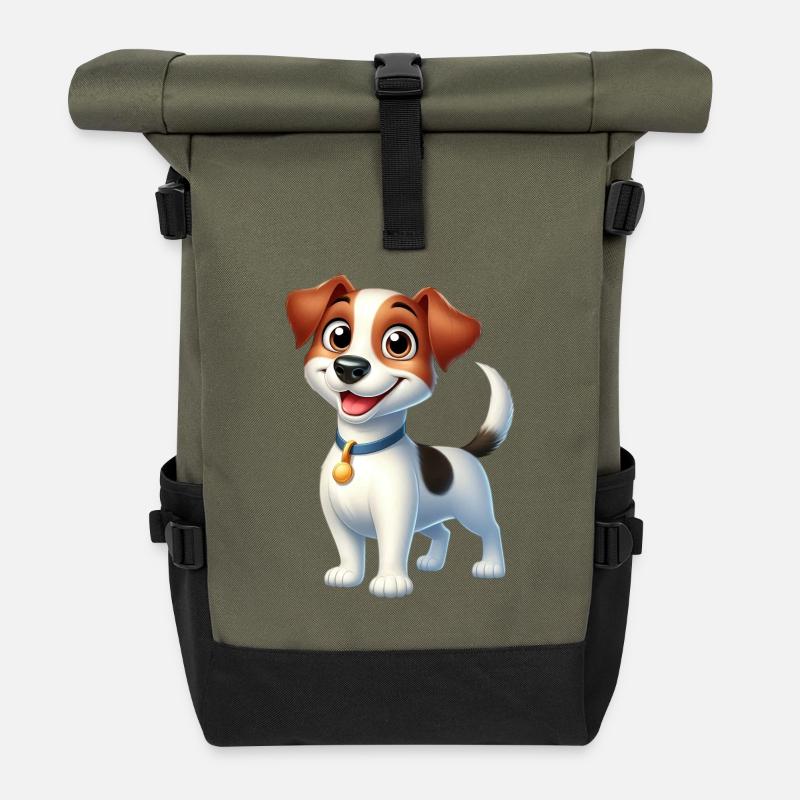 jack russel - Roll Top Backpack - olive/black