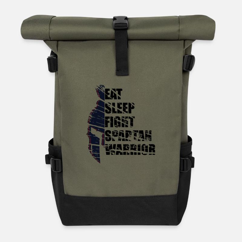 spartanischer Krieger - Rolltop Rucksack - Olive/Schwarz