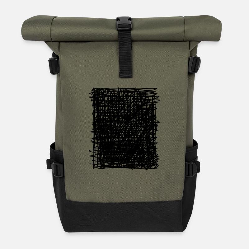 Carré noir - Sac à dos roll top - olive/noir